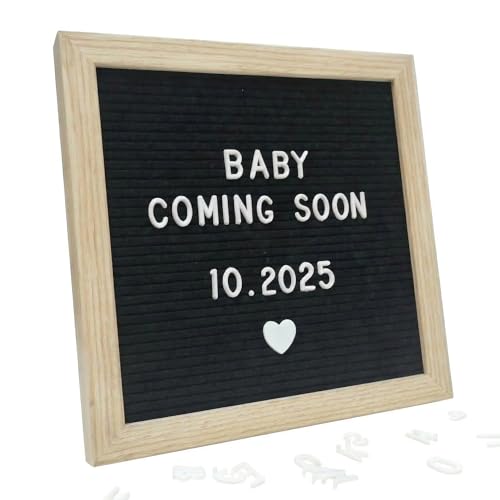 C CRYSTAL LEMON Buchstabentafel (Letter Board) 25 x 25 cm schwarzer Filz Holzrahmen 336 Zeichen (Buchstaben Zahlen Symbole & Emojis) für Menü Preise & Hinweise