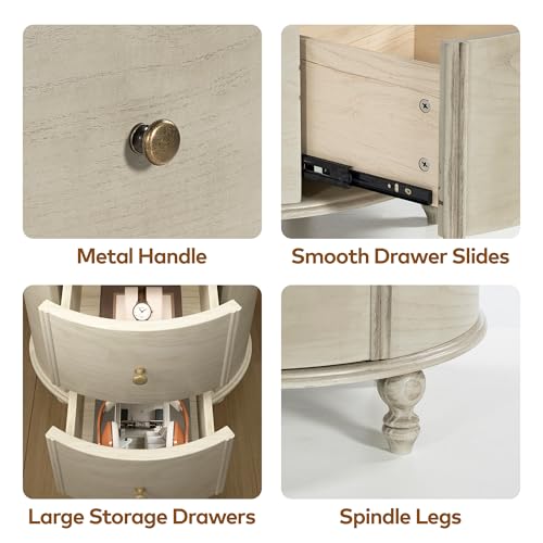Image of Chogori Solid Wood End Table Set of 2, Elegant Pine Side Tables with 2 Drawers, Compact & Versatile Nightstand for Living Room, Bedroom, or Small Spaces Easy Assembly & Timeless Design