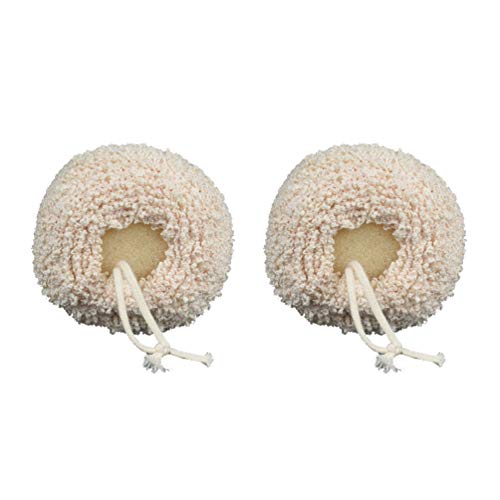 Minkissy 2 Pcs Bath Loofah Shower Sponge Pouf Body Scrubber Exfoliator Scrubber Ball Shower Cleaning Scrubbing Sponge for Women Men Kids Khaki