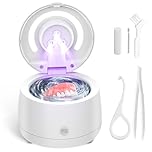 Noetopolis Ultrasonic Dentures Cleaner, 43kHz Ultrasonic Retainer Cleaner Machine, 3 LEDs UV-Light Dental Cleaning Pod, Portable Aligner Cleaner, Mouth Guard Cleaner