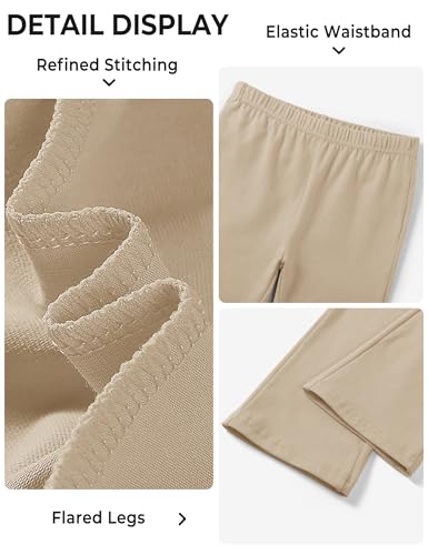 Image of BOOPH 5 Pack Girls Flare Leggings Kids Bell Bottom Pants Cotton Clothes | High Waist Casual Pants for Teen Girl 5-14 Years