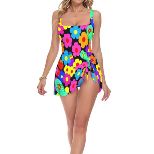 Maillot de bain une pièce jupe femme imprimé tropical chic pour les vacances