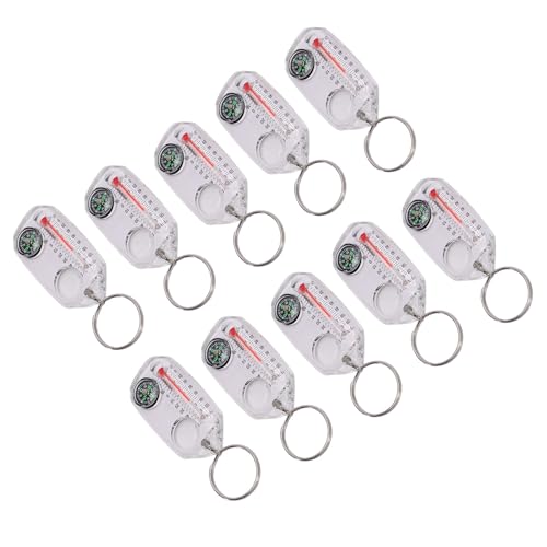 Termómetro brújula con llavero 10 piezas portátil blanco ABS miniatura 2