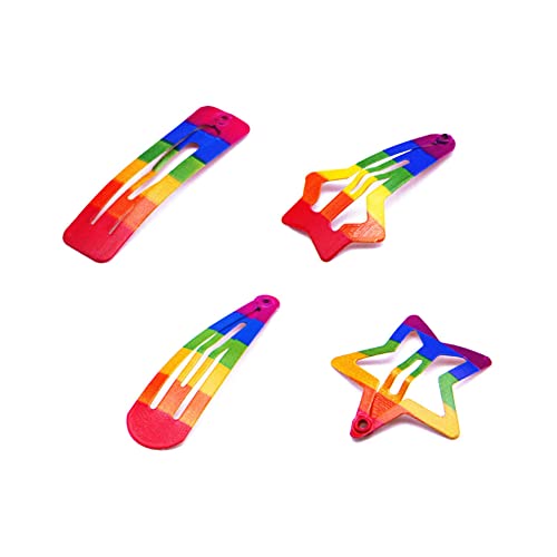 6 Rainbow Pride Snap Clips, Pride Rainbow Hair Accessories No Slip Metal Clips Hair Barrettes For Pride Month Parades , Party Costumes, Carnival And Celebrations #TOP2