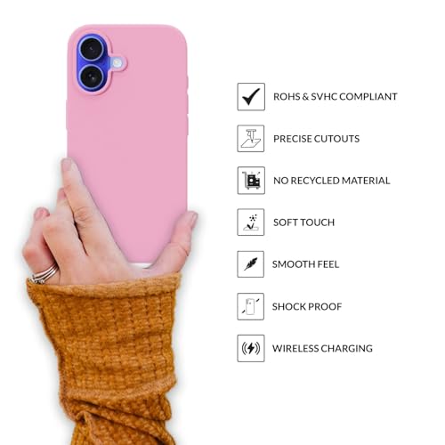 Image of SPRIG Compatible with iPhone 16 Premium SilkTone (Liquid Silicone) Back Cover Drop Tested Shock Proof Mobile Case for Men, Women, Boys and Girls with Camera Protection (Rose Pink)