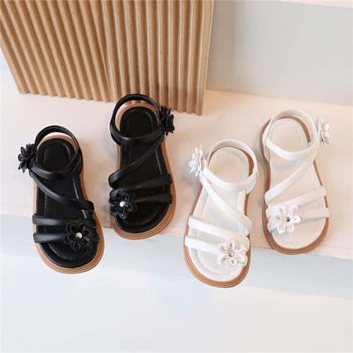 Kids Girls Sandals Casual Open Toe Flower Design Light Weight Adjustable Straps Summer Little Shoes For Girls Size 33