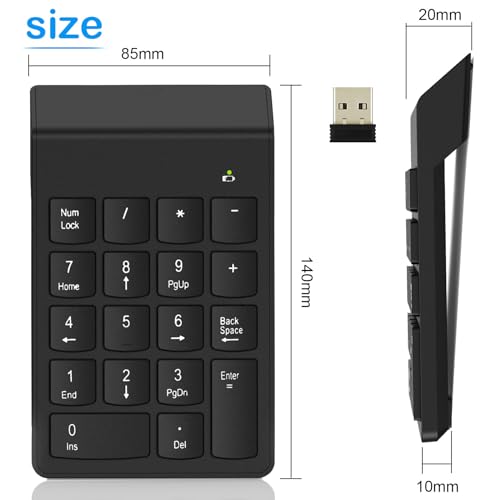 Image of NOOX Wireless Number Pad, Numeric Keypad Numpad Laptops Desktop Computer Accessories, Compatible with Chromebook Notebook EliteBook MateBook - 10 Key USB Keypad Office Essentials