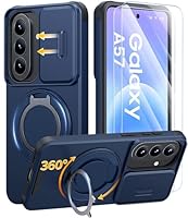 AOUIA für Samsung Galaxy A57 5G Hülle mit 2 Stück Panzerglas, Kameraschutz, Ringständer 360°, Militärstandard Stoßfest Handyhülle für Samsung A57, Blau