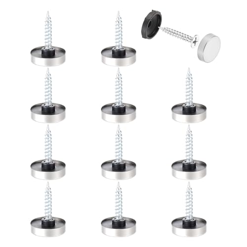 Lot de 12 cache-vis décoratifs en acier inoxydable pour vis de miroir publicitaires, clous, construction, chrome