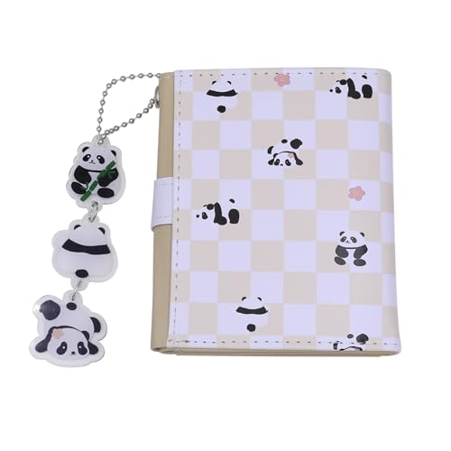 Cute Wallet for Women Girls Tri-folded Wallet PU Leather Cash Pocket Card Holder Coin Purse Holiday Gifts,Black Panda2