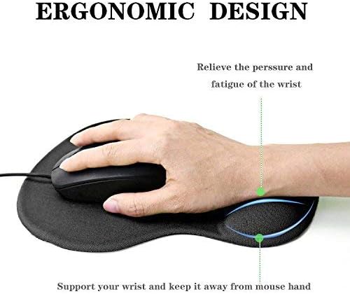 GIM Mouse Pad with Gel Wrist Rest Support, Ergonomic Mouse Cushion with Non Slip Rubber Base Mouse Pad for Laptop, Computer, Gaming, Office