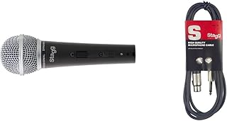 Stagg SDM50 Professional Dynamic Microphone, Single Microphone Type 1, 50 Hz to 15 KHz & SMC6 6 metre standard microphone cable