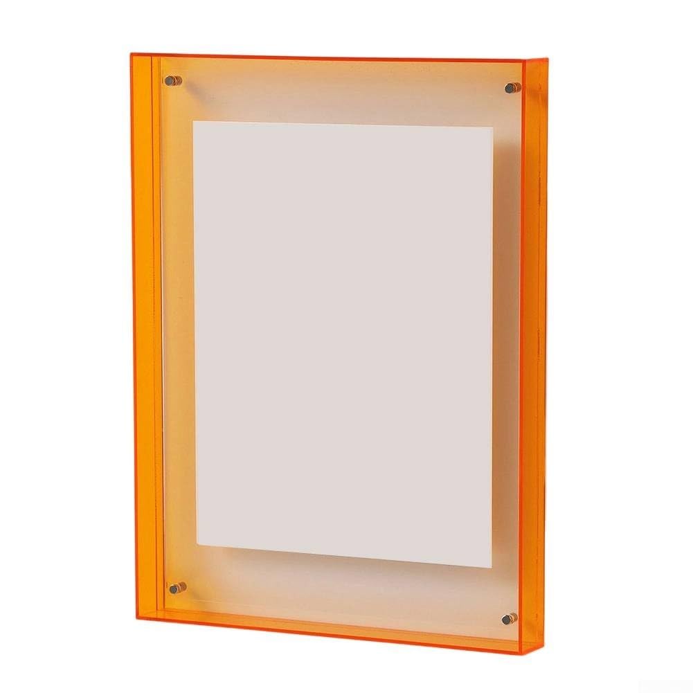 Transparent Acrylic Photo Frame 16x21cm, Lightweight Non-Breakable Clear Frame for Photos, Modern Wall Picture Frame for DIY Home Decor, Contemporary Living Room Desk Display(Fluorescent red)