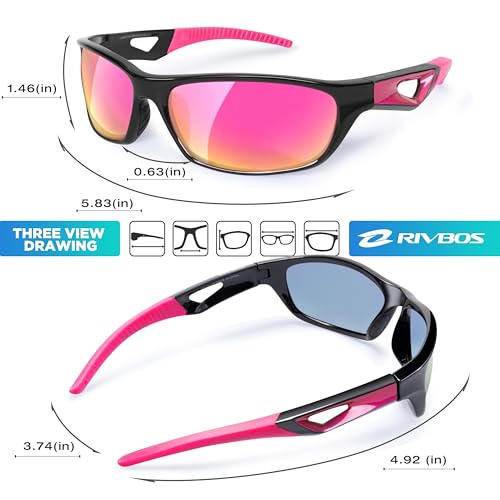 Image of RIVBOS Polarized Sports Sunglasses Driving Sun Glasses Shades for Men Women Tr90 Frame for Cycling Fishing Running RB831