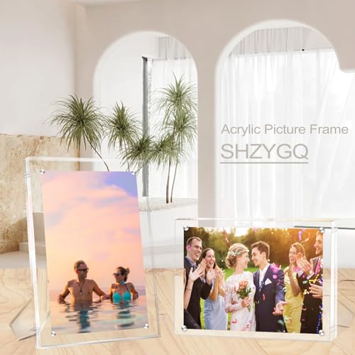 SHZYGQ 2 Pack (8×10) - Acrylic Picture Frames Clear Picture Frames with Stand Magnetic Frame Acrylic Lucite Frameless photo frame Desktop Display by SHZYGQ - Used condition - Image 6