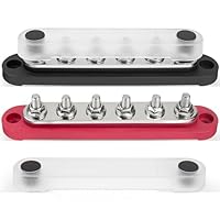 RED WOLF 150A Sammelschienen Verteilerblock mit 6x M6 Klemmenbolzen, Positive Masse Stromverteilungsblock Busbar für Auto Marine RV Wohnmobil Lkw Elektrik System Klemmleisten