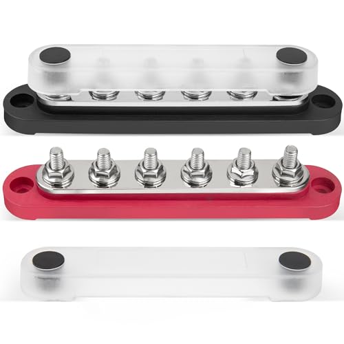 RED WOLF 150A Sammelschienen Verteilerblock mit 6x M6 Klemmenbolzen, Positive Masse Stromverteilungsblock Busbar für Auto Marine RV Wohnmobil Lkw Elektrik System Klemmleisten