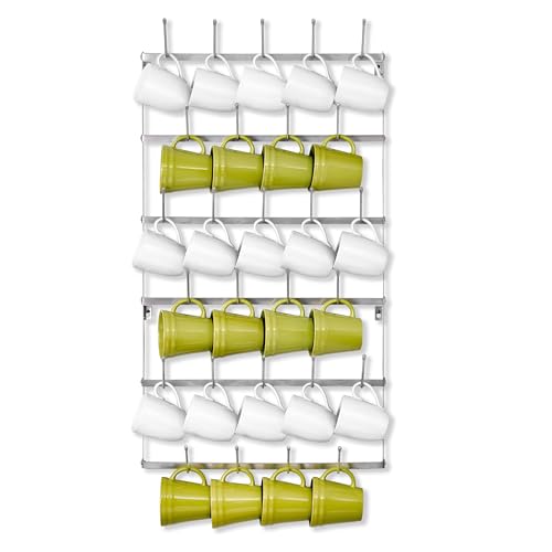 Sorbus Wall Mug Rack, Coffee Mug Display for Coffee Station (Large, Silver)