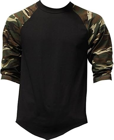Camo Raglan Tee 3/4 Sleeve Tee Shirt 