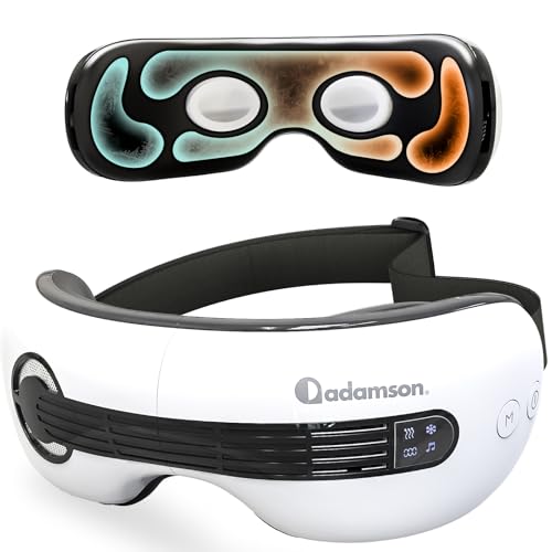 Adamson A80 Masseur oculaire avec chaleur et froid - Appareil de massage et relaxation anti cerne rechargeable avec Bluetooth - Soulage les poches, la fatigue et la sécheresse oculaire