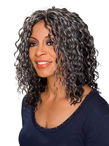 GLENDA (Foxy Silver) - Synthetic Mono Front Half Wig in OFF BLACK