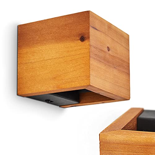 Lámpara LED de pared Marmorera, lámpara de pared de madera/metal en color natural/negro, lámpara de lectura con efecto de luz ascendente y descendente, 1 x LED de 8 vatios, 800 lúmenes, 3000 K