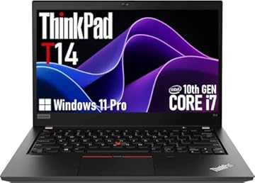Lenovo Thinkpad T14 Gen 1 Laptop, 14" Full HD (1920 x 1080) Display, Quad-Core i7-10510U, 16GB DDR4 RAM, 512GB SSD, Backlit Keyboard, HDMI, Windows 11 Pro (Renewed)