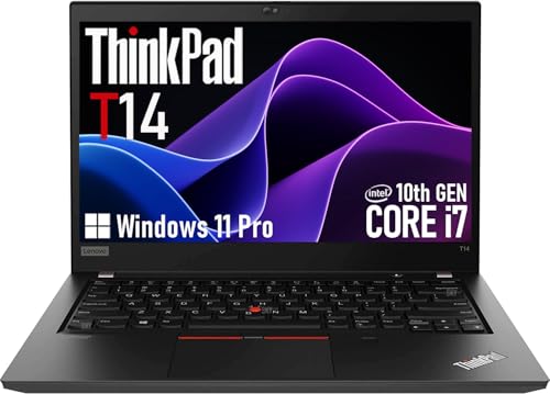 Image of Lenovo Thinkpad T14 Gen 1 Laptop, 14 inch Full HD (1920 x 1080) Display, Quad-Core i7-10510U, 16GB DDR4 RAM, 512GB SSD, Backlit Keyboard, HDMI, Windows 11 Pro (Renewed)