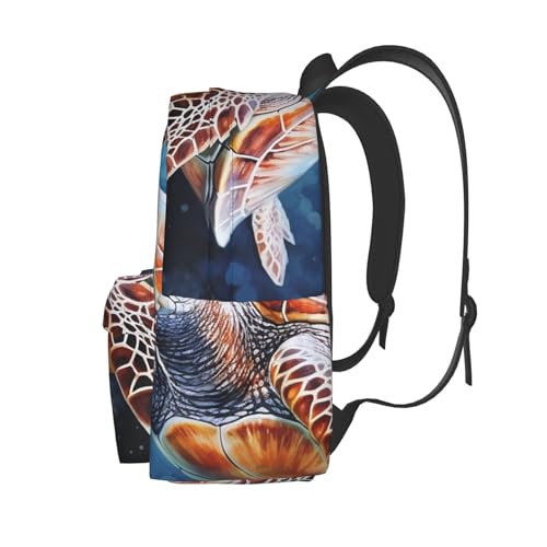 Travel Backpack for Women Men Green turtle painting Casual Daypack Large Capacity Nurse Bag3