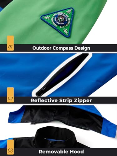 Image of SaphiRose Kids Waterproof Rain Jacket Mesh Lined with Removable Hood | Lightweight rain coat, windproof, breathable, school, camping, travel, outdoor play, boys and girls