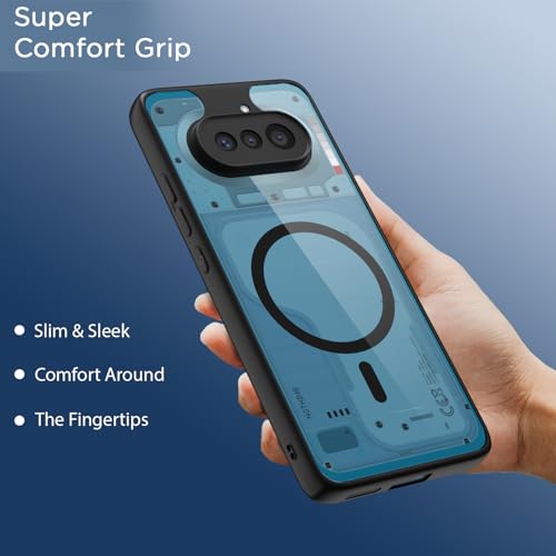 Image of Pikkme Back Cover for Nothing Phone 4a 5G Compatible with Mag-Safe | Shockproof Design | Hard Transparent Back Case (Black Mag-Safe)