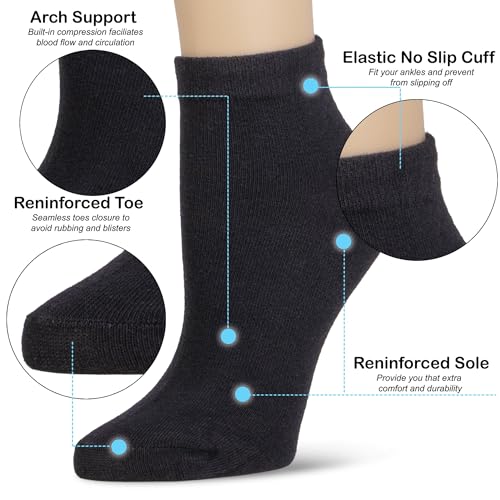 NevEND 6 Pairs Cotton Thin Ankle Low-cut Socks Athletic Lightweight for Women2