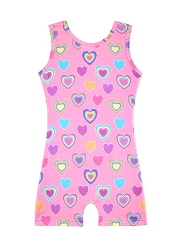 Image of HOZIY Gymnastics Leotards for Girls with Shorts Toddlers Biketards Rainbow Unicorn Dinosaur Mermaid Leopard Flower Galaxy