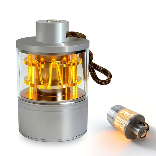 Rechargeable Camping Lantern, Dimmable Warm Glow Light 2200K, 72H Runtime, USB-C Charging, Vintage Aluminum Design, Paracord Rope, Perfect for Camping, Hiking, Backpacking, Glamping & Emergency (Warm)