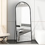 Beauty4U Full Length Mirror Arched Top, 180x80cm Large Free Standing Mirrors, Floor Mirror with Black Aluminum Alloy Frame for Living Room or Bedroom, Hanging or Leaning