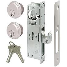Pacific Doorware Hook Deadbolt Mortise Gate Lock for Sliding Gates and Steel or Aluminum Storefront Doors - Keyed, Aluminum Silver, 1-1/8" Backset