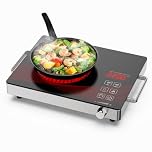 Borrallio Single Ceramic Hob 2200W, Portable Electric Hob with 18 Power Levels, Touch & Knob Control, 220V Hot Plate for All Pots, Overheat Protection, Timer