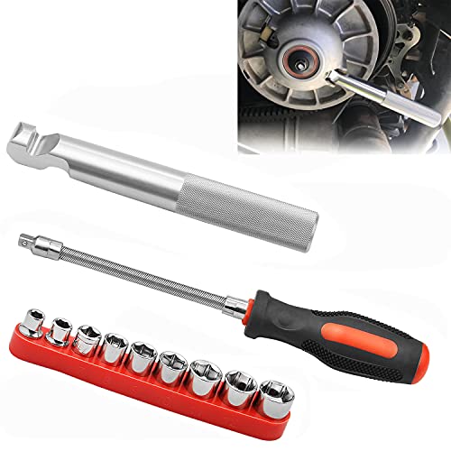 Belt Changing Tool and Clutch Cover Removal Tool For Polaris RZR S 900/ XP/RZR XP4 1000, with Flexible Driver & Reversible Sockets 5mm-13mm Tool Kit - Black