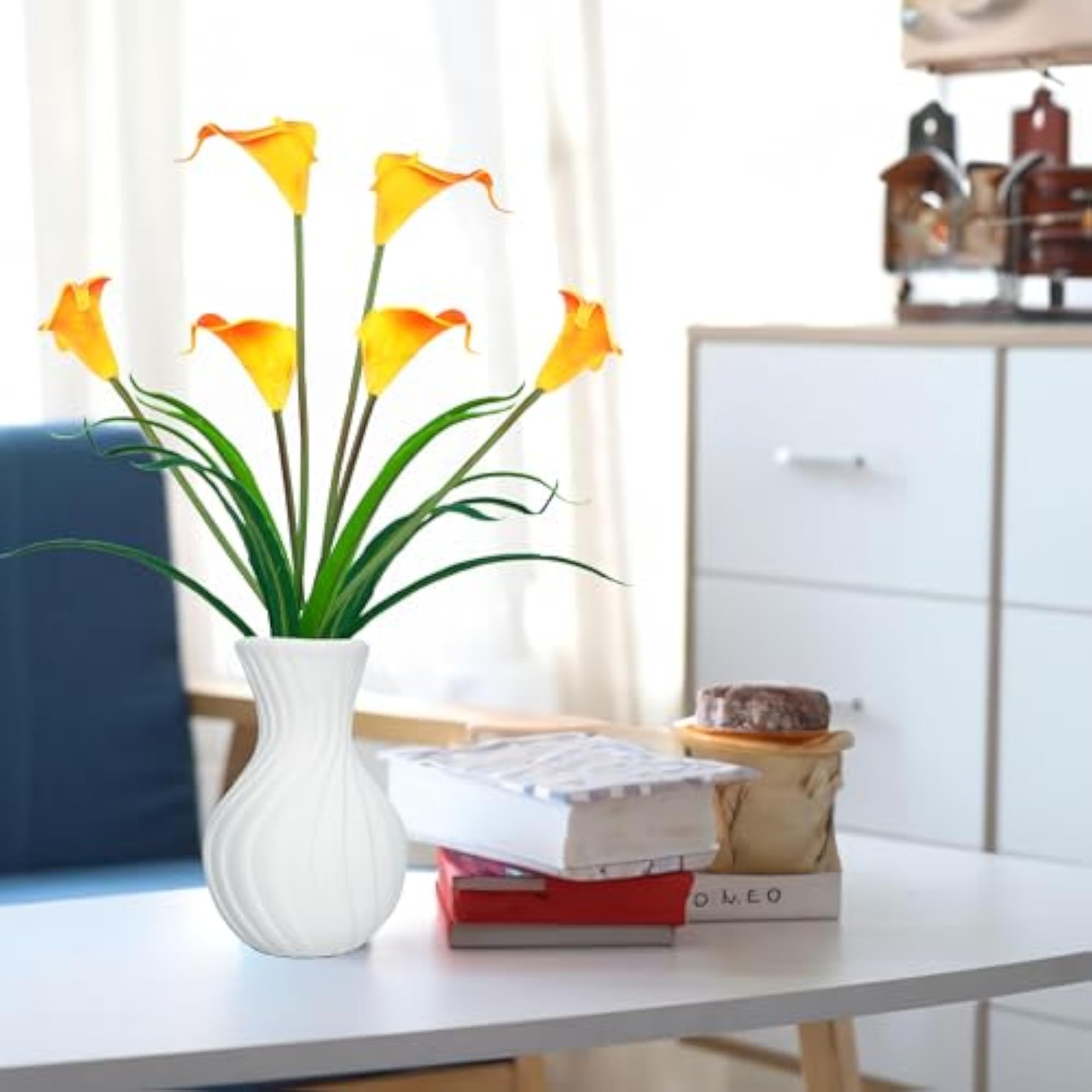 Artificial Three Headed Calla Lilly Bouquet, Orange