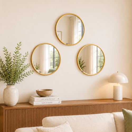 Image of Ali.G.I Round Wall Mirror, Modern Metal Framed Decorative Circle Vanity Mirror for Bathroom, Living Room, Bedroom & Entryway (Gold 16 inch)