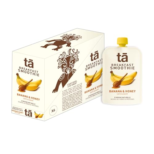 TA Energy Breakfast Smoothie 6x150g – Petit Déjeuner Prêt à Consommer, 100% Naturel, Sans Sucre Ajouté, Fibres, Protéines & Super Ingrédients (Avoine, Chia, Inuline) – Énergie Durable – 3 Saveurs
