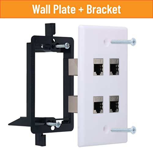 Placa de pared Cat7 de 4 puertos RJ45 con acoplador hembra a hembra y soporte blanco 3