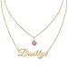 MeMoShe Layered Choker Name Necklace Personalized with Birthstone, Custom Nameplate Pendant 18K Gold Plated Necklace Christmas Gift (18K Gold-Birthstone)