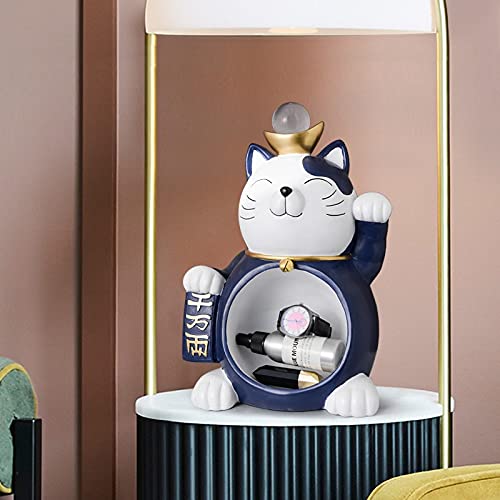 Anncus Creative Lucky Cat Storage Box Ornamental Resin Art Sculpture Figurines Home Decor Gift Decorative - (Color: Red) #TOP2