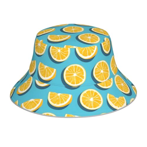 KKAFGBV Chapeau cloche réfléchissant imprimé sirène tatouage protection UV chapeau de soleil pour la pêche, la randonnée, les aventures en plein air, Quartiers de citron, taille unique