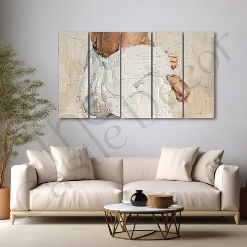 Image of The Castle Decor Abstract art painting with frame Big Size 27x48 Wall art for living room,Bedroom,Drawing room,Hotels-Wooden Framed-319