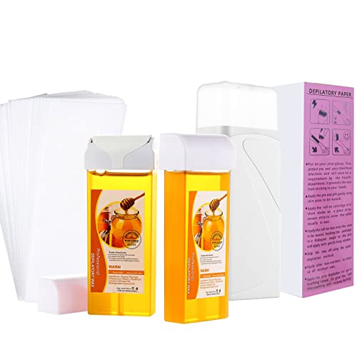 Upgraded Roll On Waxing Kit, Liarty Hair Removal Roll On Wax Warmer With 2 Honey Wax Cartridge Depilatory Wax Roller Refill For Legs, Arms And Underarm (White) #TOP14