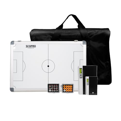 SCOPRO Tactical Coaching Board Kit for Sports, Magnetic Dry Erase Clipboard, Magnets, Notepad and Carrying Case, Soccer Coaching Board for Strategy and Training, Black/Orange