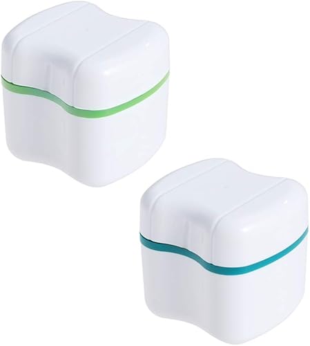 FOMIYES 2 piezas de estuche de baño para dentadura dentada, caja de dentadura postiza, contenedor de dientes falsos, contenedor de almacenamiento