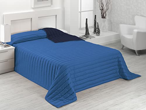 SABANALIA - Colcha Bicolor Multiuso Tutto para Primavera, Verano, Otoño (Disponible en Varias Medidas y Colores) - Cama 90, Azul/Marino